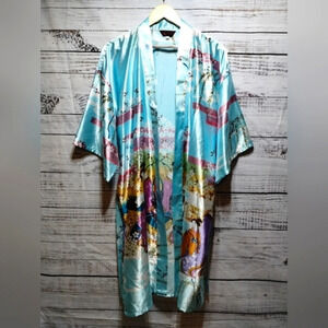 Kimono Robe with‎ Tie in Light Blue size Womens Large Vintage Japanese